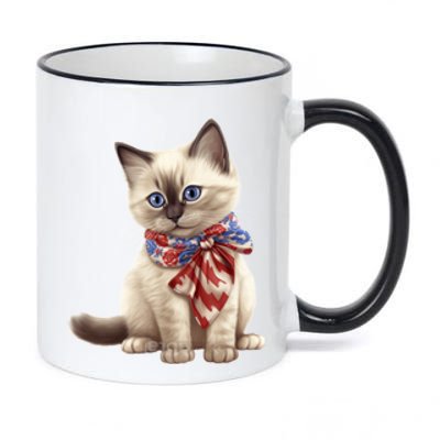 American Cat 4th Of July Cat Patriotic Cats Birman Kitten 11oz Black Color Changing Mug