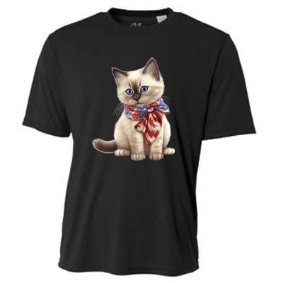 American Cat 4th Of July Cat Patriotic Cats Birman Kitten Cooling Performance Crew T-Shirt