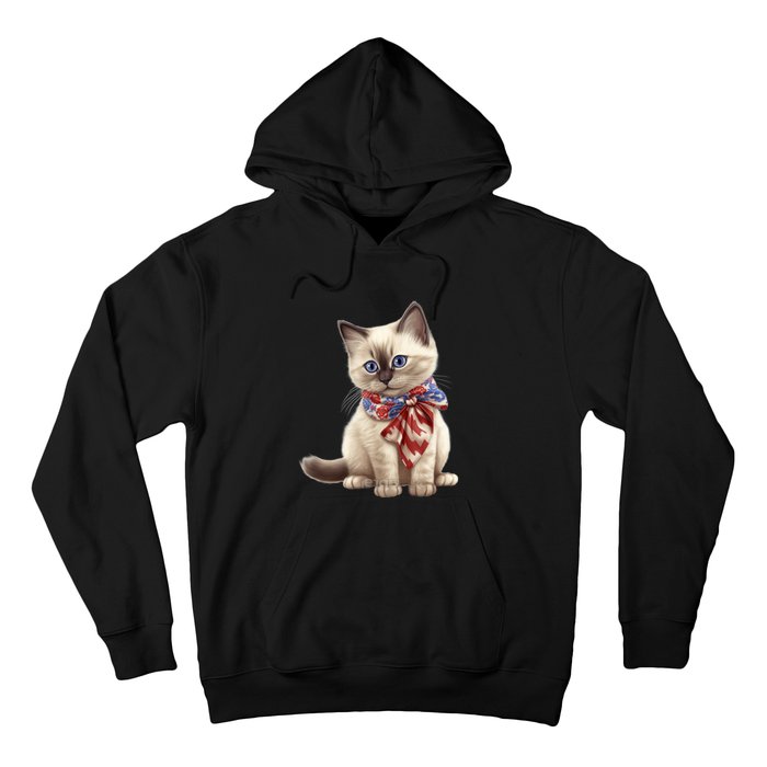 American Cat 4th Of July Cat Patriotic Cats Birman Kitten Hoodie