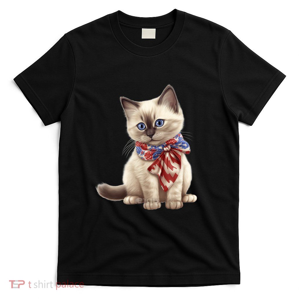 American Cat 4th Of July Cat Patriotic Cats Birman Kitten T-Shirt