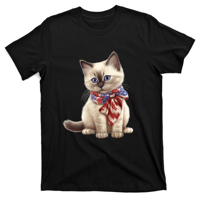 American Cat 4th Of July Cat Patriotic Cats Birman Kitten T-Shirt