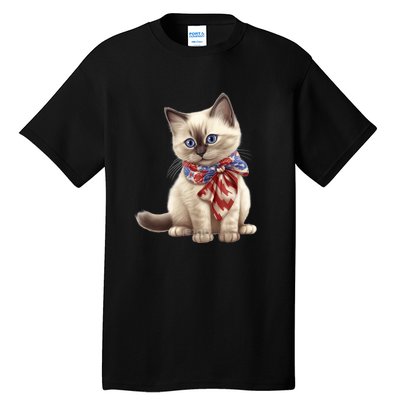 American Cat 4th Of July Cat Patriotic Cats Birman Kitten Tall T-Shirt