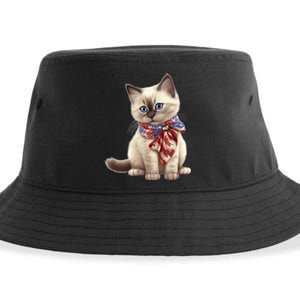 American Cat 4th Of July Cat Patriotic Cats Birman Kitten Sustainable Bucket Hat