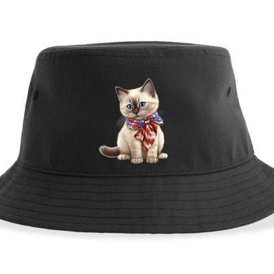 American Cat 4th Of July Cat Patriotic Cats Birman Kitten Sustainable Bucket Hat