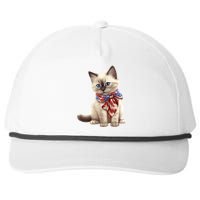 American Cat 4th Of July Cat Patriotic Cats Birman Kitten Snapback Five-Panel Rope Hat