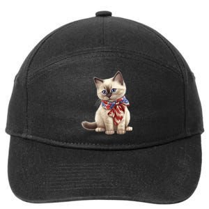 American Cat 4th Of July Cat Patriotic Cats Birman Kitten 7-Panel Snapback Hat