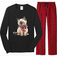 American Cat 4th Of July Cat Patriotic Cats Birman Kitten Long Sleeve Pajama Set