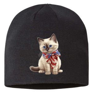 American Cat 4th Of July Cat Patriotic Cats Birman Kitten Sustainable Beanie