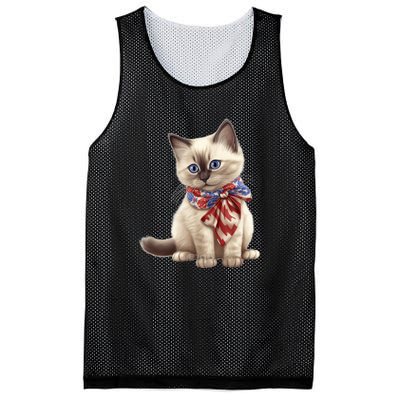 American Cat 4th Of July Cat Patriotic Cats Birman Kitten Mesh Reversible Basketball Jersey Tank