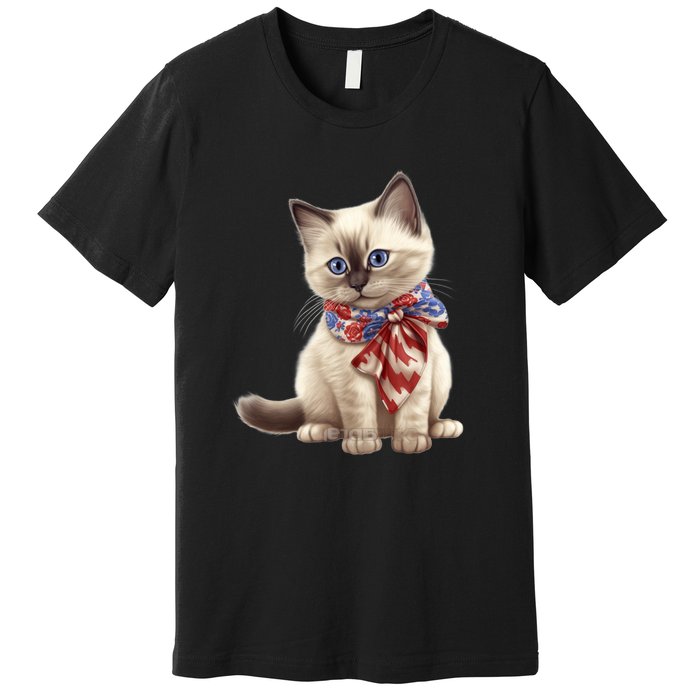 American Cat 4th Of July Cat Patriotic Cats Birman Kitten Premium T-Shirt