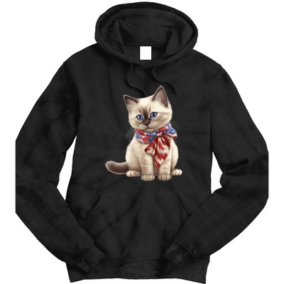 American Cat 4th Of July Cat Patriotic Cats Birman Kitten Tie Dye Hoodie