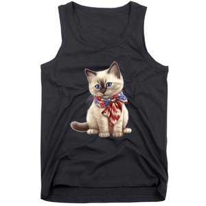 American Cat 4th Of July Cat Patriotic Cats Birman Kitten Tank Top