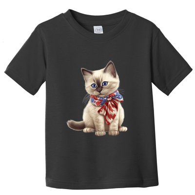 American Cat 4th Of July Cat Patriotic Cats Birman Kitten Toddler T-Shirt