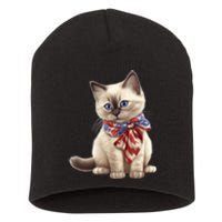 American Cat 4th Of July Cat Patriotic Cats Birman Kitten Short Acrylic Beanie