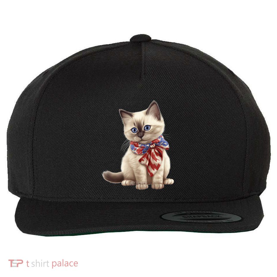 American Cat 4th Of July Cat Patriotic Cats Birman Kitten Wool Snapback Cap