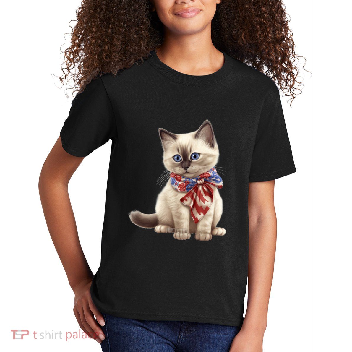 American Cat 4th Of July Cat Patriotic Cats Birman Kitten Kids T-Shirt
