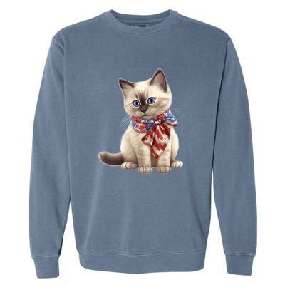 American Cat 4th Of July Cat Patriotic Cats Birman Kitten Garment-Dyed Sweatshirt