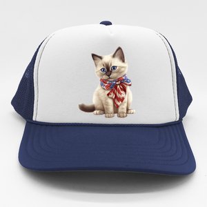 American Cat 4th Of July Cat Patriotic Cats Birman Kitten Trucker Hat