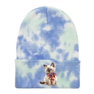 American Cat 4th Of July Cat Patriotic Cats Birman Kitten Tie Dye 12in Knit Beanie