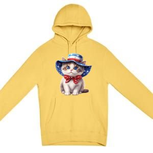 American Cat 4th Of July Cat Patriotic Cats Bombay Kitten Premium Pullover Hoodie