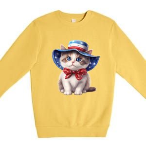 American Cat 4th Of July Cat Patriotic Cats Bombay Kitten Premium Crewneck Sweatshirt