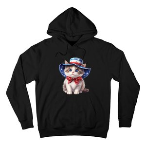 American Cat 4th Of July Cat Patriotic Cats Bombay Kitten Hoodie