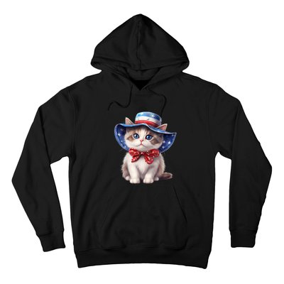 American Cat 4th Of July Cat Patriotic Cats Bombay Kitten Hoodie