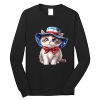 American Cat 4th Of July Cat Patriotic Cats Bombay Kitten Long Sleeve Shirt