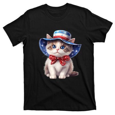 American Cat 4th Of July Cat Patriotic Cats Bombay Kitten T-Shirt