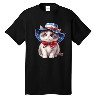 American Cat 4th Of July Cat Patriotic Cats Bombay Kitten Tall T-Shirt