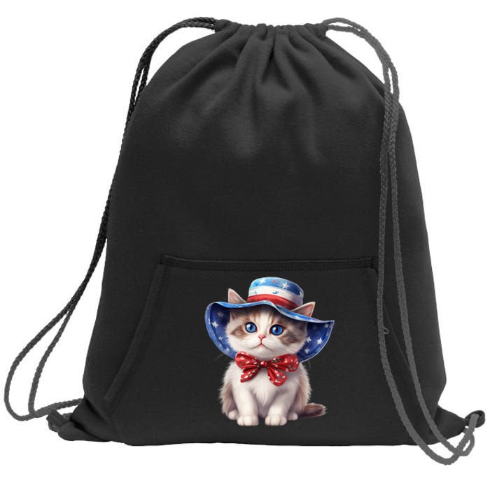 American Cat 4th Of July Cat Patriotic Cats Bombay Kitten Sweatshirt Cinch Pack Bag