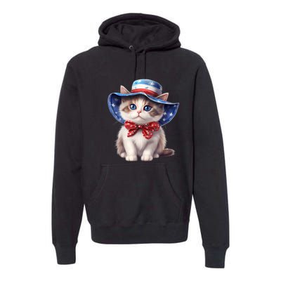 American Cat 4th Of July Cat Patriotic Cats Bombay Kitten Premium Hoodie