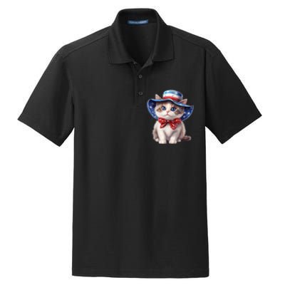 American Cat 4th Of July Cat Patriotic Cats Bombay Kitten Dry Zone Grid Polo