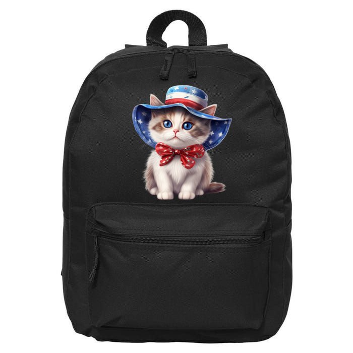 American Cat 4th Of July Cat Patriotic Cats Bombay Kitten 16 in Basic Backpack