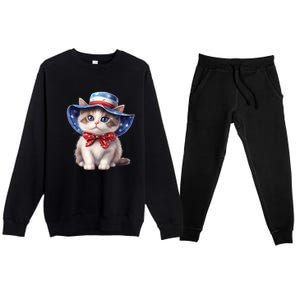 American Cat 4th Of July Cat Patriotic Cats Bombay Kitten Premium Crewneck Sweatsuit Set