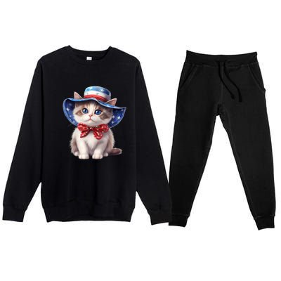 American Cat 4th Of July Cat Patriotic Cats Bombay Kitten Premium Crewneck Sweatsuit Set