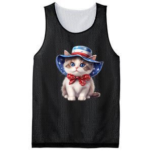 American Cat 4th Of July Cat Patriotic Cats Bombay Kitten Mesh Reversible Basketball Jersey Tank