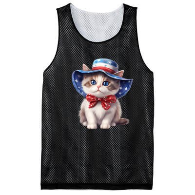 American Cat 4th Of July Cat Patriotic Cats Bombay Kitten Mesh Reversible Basketball Jersey Tank