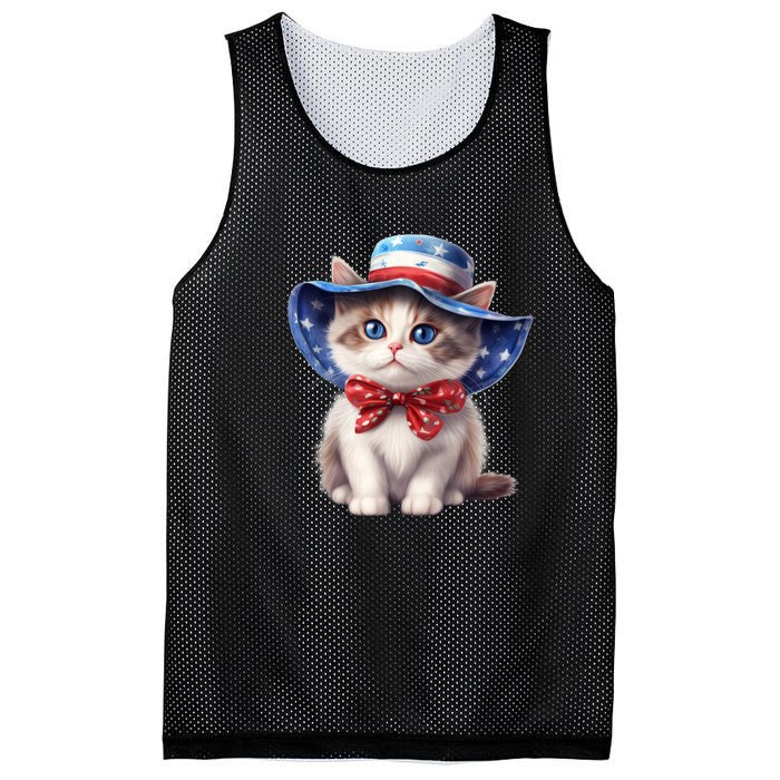 American Cat 4th Of July Cat Patriotic Cats Bombay Kitten Mesh Reversible Basketball Jersey Tank