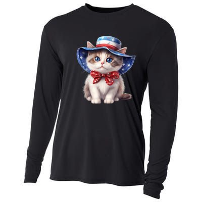 American Cat 4th Of July Cat Patriotic Cats Bombay Kitten Cooling Performance Long Sleeve Crew