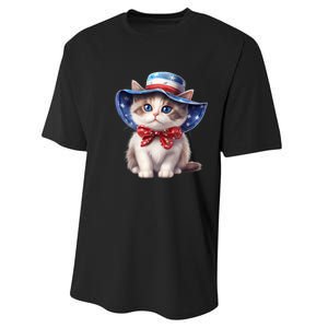 American Cat 4th Of July Cat Patriotic Cats Bombay Kitten Performance Sprint T-Shirt