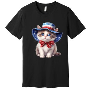 American Cat 4th Of July Cat Patriotic Cats Bombay Kitten Premium T-Shirt