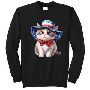 American Cat 4th Of July Cat Patriotic Cats Bombay Kitten Tall Sweatshirt