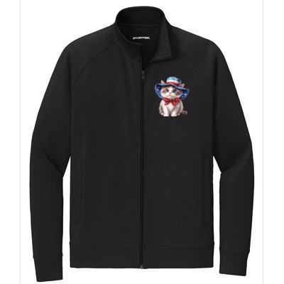 American Cat 4th Of July Cat Patriotic Cats Bombay Kitten Stretch Full-Zip Cadet Jacket