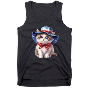 American Cat 4th Of July Cat Patriotic Cats Bombay Kitten Tank Top