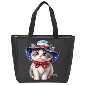 American Cat 4th Of July Cat Patriotic Cats Bombay Kitten Zip Tote Bag