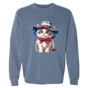 American Cat 4th Of July Cat Patriotic Cats Bombay Kitten Garment-Dyed Sweatshirt