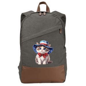 American Cat 4th Of July Cat Patriotic Cats Bombay Kitten Cotton Canvas Backpack