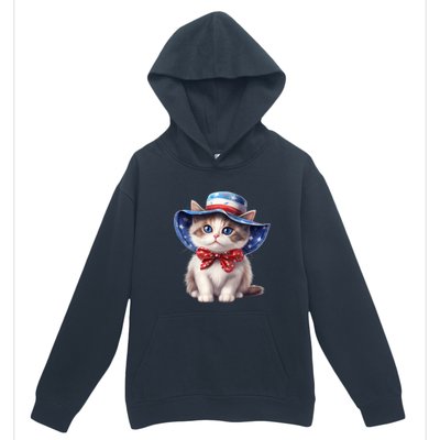 American Cat 4th Of July Cat Patriotic Cats Bombay Kitten Urban Pullover Hoodie