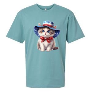 American Cat 4th Of July Cat Patriotic Cats Bombay Kitten Sueded Cloud Jersey T-Shirt